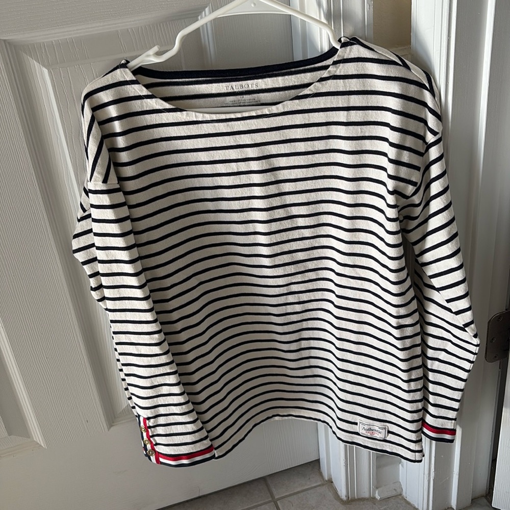 Talbots Cotton Nautical Stripe round Neck Sweater